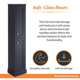 Plum&clay Fairmont Blue Grey Traditional Floor Standing Bathroom Storage Cabinet Tall Storage Unit - thumbnail 3