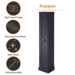 Plum&clay Fairmont Blue Grey Traditional Floor Standing Bathroom Storage Cabinet Tall Storage Unit - thumbnail 5