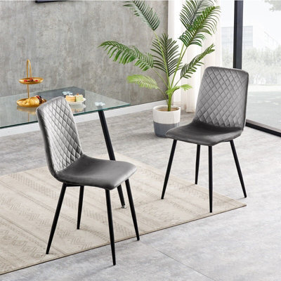 MCC Direct Dining Chairs Velvet Fabric Lexi Set Of 2 Grey By Mcc - image 1
