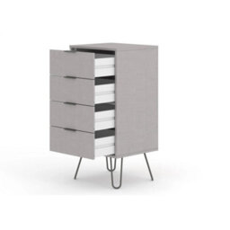 4 Drawer Narrow Chest Of Drawers In Grey - thumbnail 5