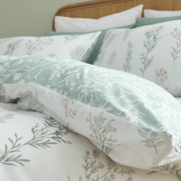 Bianca Bedding Wild Flowers 200 Thread Count Cotton Reversible Double Duvet Cover Set With Pillowcases Green - thumbnail 4