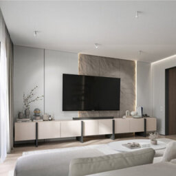 Heze Furniture Kyoto Extra Long 360 Cm Tv Stand Modern Glamour & Ultimate Versatility - Cashmere Matt - thumbnail 2