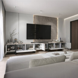 Heze Furniture Kyoto Extra Long 360 Cm Tv Stand Modern Glamour & Ultimate Versatility - Cashmere Matt - thumbnail 3