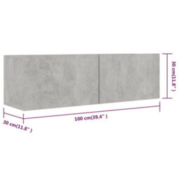 Berkfield Tv Cabinet Concrete Grey 100X30X30 Cm Engineered Wood - thumbnail 9