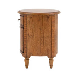 Xample Gallery Highgrove Drum Side Table - Mindy Wood With Drawer & Cupboard Storage, Bronze Beehive Handles, Rich Brown Finish - thumbnail 7