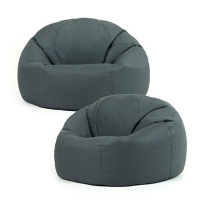 icon Adult Classic Beanbag Outdoor Waterproof Bean Bags Ready Filled - Slate Grey, 2 Pack - image 1