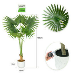 MCC Direct Artificial Plant Fan Palm Tree Indoor House Plant 100 Cm - thumbnail 6
