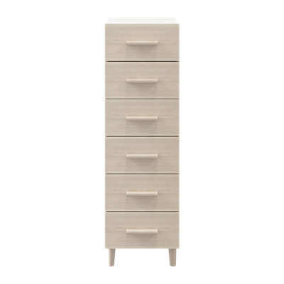 GoodHome Atomia Freestanding Matt White Oak Effect 6 Drawer Chest Of Drawers (H)1125mm (W)375mm (D)450mm - image 1