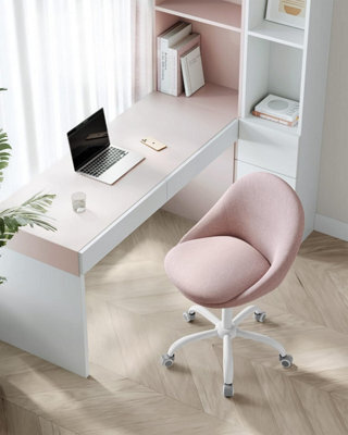 Songmics Office Chair, Swivel Chair, Desk Chair, Cotton-Linen Fabric, Foam Padding, Adjustable Height, Jelly Pink - image 1