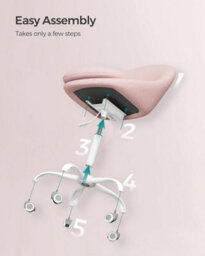 Songmics Office Chair, Swivel Chair, Desk Chair, Cotton-Linen Fabric, Foam Padding, Adjustable Height, Jelly Pink - thumbnail 7
