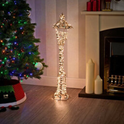 Urbn-Living Urbnliving 90Cm Tall Gold Lamp Post 300 Led Fairy Lights Indoor Outdoor Xmas Lantern Decoration