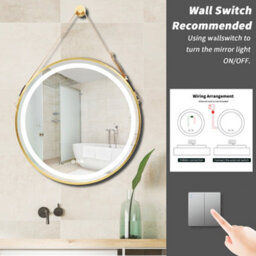Luvodi 800mm Large Round Led Bathroom Mirror Light Dimmable Anti-Fog Makeup Wall Mirror Gold - thumbnail 9