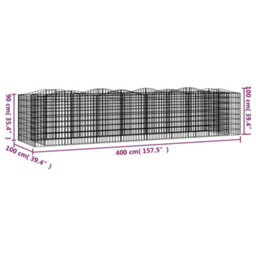 Berkfield Arched Gabion Raised Bed 400X100X100 Cm Galvanised Iron - thumbnail 5