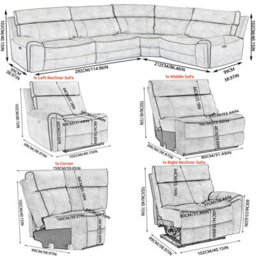 Electric Recliners Sofa, 4 Seater Power Corner Recliner Corner Sofa Set, 105 To 135 Degrees Recliner - thumbnail 2