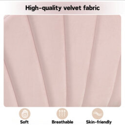 Btm 4Ft6 Double Velvet Upholstered Bed 135X190Cm, Shell Design, Adjustable Headboard, Pink - thumbnail 8