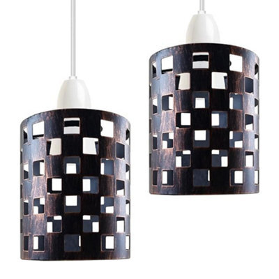 2 Pack Brushed Copper Metal Bulb Guard Drum Shaped Lamp Shades For Ceiling Pendant Lights Indoor Easy Fit Wire Cages (2 Pack) - image 1