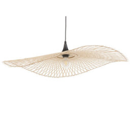Wyld And Coco Lumenglow 80Cm Oval Bamboo Pendant Light Brown Shade - Modern Hanging Ceiling Lamp For Dining Room And Living Room - thumbnail 1
