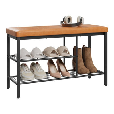 Shoe Bench Stool Shoe Cabinet Storage Rack With Seat Cabinet Bench Rack - Brown - image 1