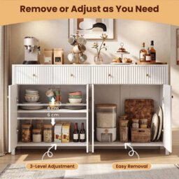160Cm Sideboard Buffet Cabinet Large Storage Organizer Accent Coffee Bar Station - thumbnail 4