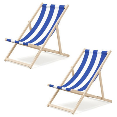 Wooden Deck Chair Folding Garden Beach Seaside Deckchair - image 1