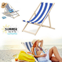 Wooden Deck Chair Folding Garden Beach Seaside Deckchair - thumbnail 4
