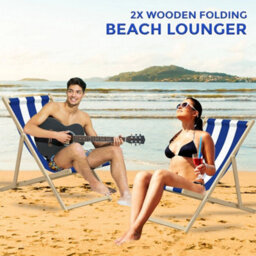 Wooden Deck Chair Folding Garden Beach Seaside Deckchair - thumbnail 3