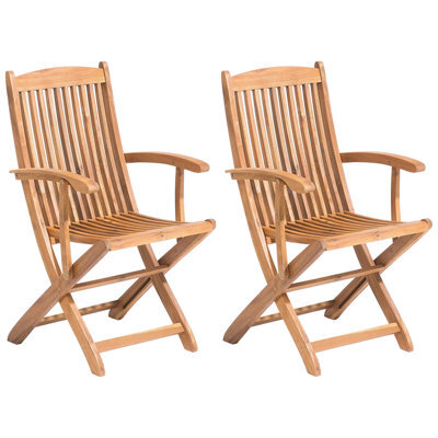 Beliani Set Of 2 Garden Chairs Maui Acacia Wood Light Brown - image 1