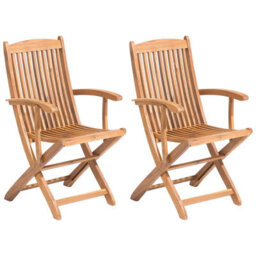 Beliani Set Of 2 Garden Chairs Maui Acacia Wood Light Brown - thumbnail 1