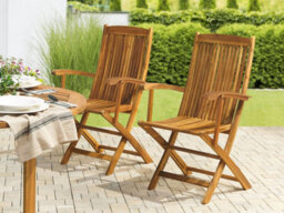 Beliani Set Of 2 Garden Chairs Maui Acacia Wood Light Brown - thumbnail 2