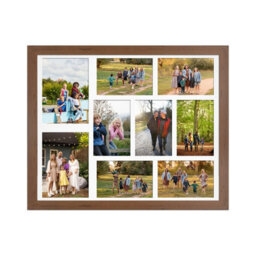 AK Frames 20X16 Walnut Modern Multi Photo Frame With White Mount - Holds 9 Apertures (2X) 7X5, (7X) 6X4 Photos