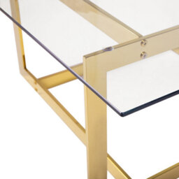 Beliani Gold Metal Frame Glass Coffee Table 80 X 80 Cm Square Geometric Glam - thumbnail 5