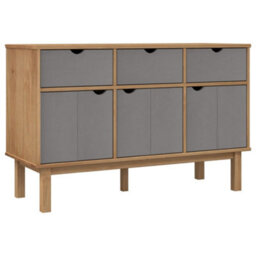 Berkfield Sideboard Otta Brown And Grey 114X43X73.5 Cm Solid Wood Pine - thumbnail 2