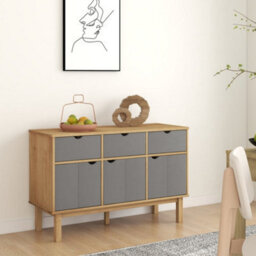 Berkfield Sideboard Otta Brown And Grey 114X43X73.5 Cm Solid Wood Pine - thumbnail 1