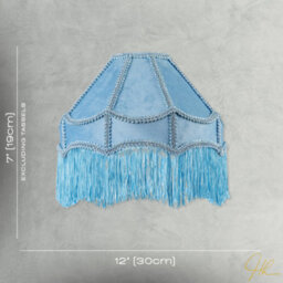 Happy Homewares Traditional Victorian Empire Lampshade In Sky Blue Velvet With Tassels - thumbnail 7