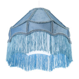 Happy Homewares Traditional Victorian Empire Lampshade In Sky Blue Velvet With Tassels - thumbnail 4