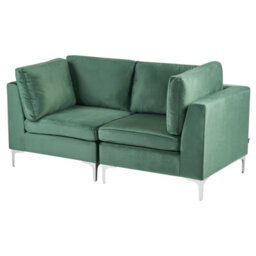Beliani Modular Sofa 2 Seater Evja Green Velvet - thumbnail 4