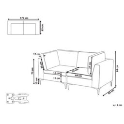 Beliani Modular Sofa 2 Seater Evja Green Velvet - thumbnail 3