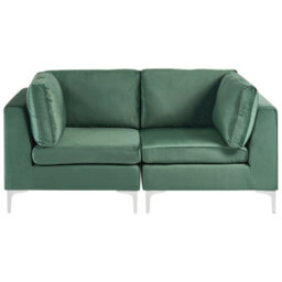 Beliani Modular Sofa 2 Seater Evja Green Velvet - thumbnail 1