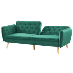 Beliani Sofa Bed 2 Seater Bardu Velvet Dark Green - thumbnail 5
