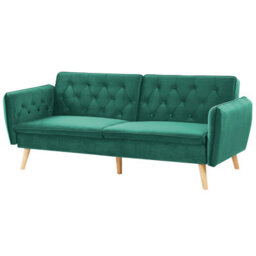 Beliani Sofa Bed 2 Seater Bardu Velvet Dark Green - thumbnail 4