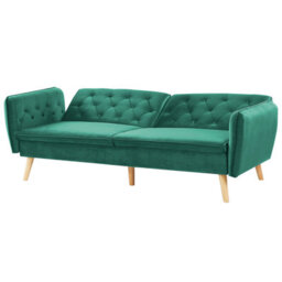 Beliani Sofa Bed 2 Seater Bardu Velvet Dark Green - thumbnail 6