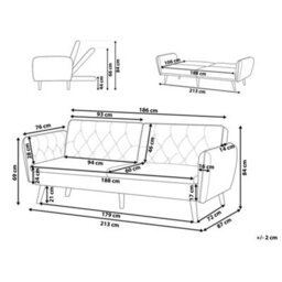 Beliani Sofa Bed 2 Seater Bardu Velvet Dark Green - thumbnail 3