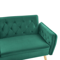 Beliani Sofa Bed 2 Seater Bardu Velvet Dark Green - thumbnail 8
