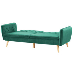 Beliani Sofa Bed 2 Seater Bardu Velvet Dark Green - thumbnail 7