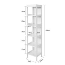 Sobuy Bzr14-W 5 Tiers Bathroom Shelf Bathroom Storage Shelf Cabinet Unit,white,w30Xd30Xh139 - thumbnail 2