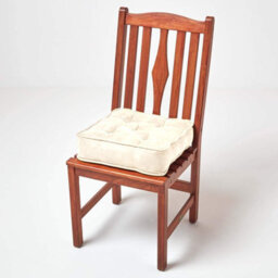 Homescapes Cream Faux Suede Dining Chair Booster Cushion - thumbnail 6
