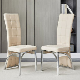 Furniture in Fashion Ravenna Taupe Faux Leather Dining Chairs In Pair
