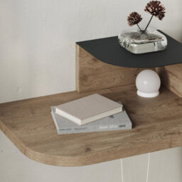 Decortie Luno Modern Floating Corner Bedside Table Nightstand Wall-Mounted Led 30Cm Natural Oak Bedroom - thumbnail 5