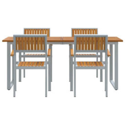 Berkfield Garden Dining Set 5 Pcs Grey And Brown 180 X 90 X 75 Cm - thumbnail 7