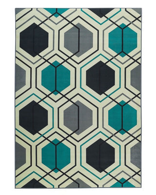 Beliani Multicolour Geometric Area Rug 140 X 200 Cm Polyester - image 1